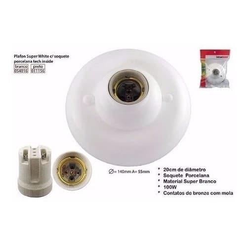 15 Plafon Bocal P/ Lâmpada Branco Soquete Porcelana E-27