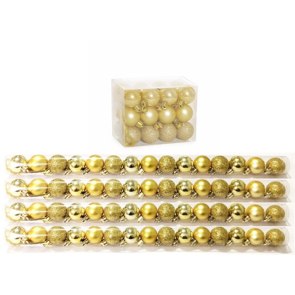 Kit 60 Mini Bolas Natal Dourada Glitter, Fosca, Lisa 3cm - Master Christmas