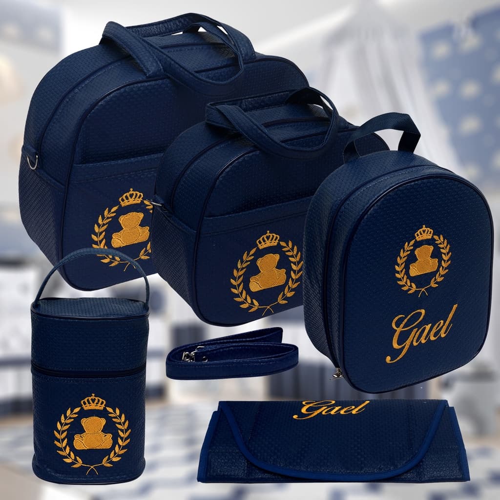 Kit bolsa bebê maternidade gestante personalizado masculino 5 peças