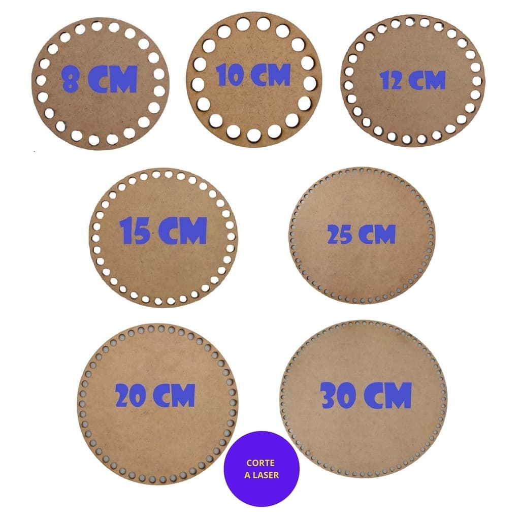 Base MDF Para Crochê Fio De Malha Cesto Redonda Corte a Laser mdf 3mm 10 pçs
