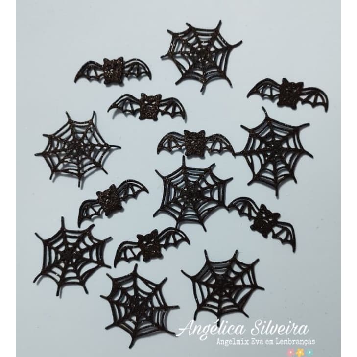 kit Apliques morcego e aranha Eva Glitter