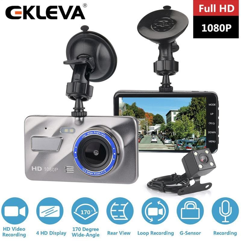 EKLEVA Dash Cam Para Carros , Câmera Do Painel Carro 4 " Tela Grande Angular De 170 Graus Full HD 1080P