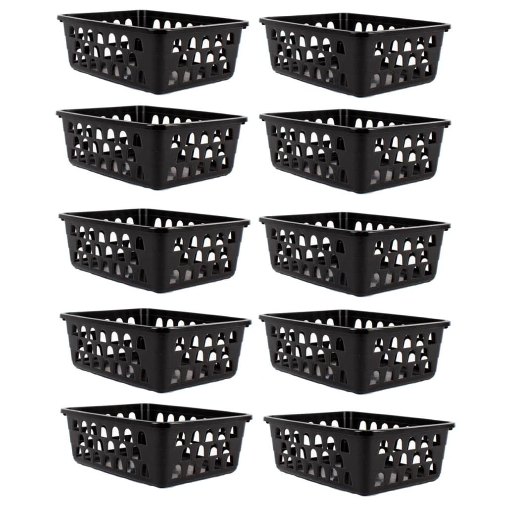 Kit 10 Cestos Multiuso Organizador Médio 20x15,5x6,5Cm Preto 123Organizei
