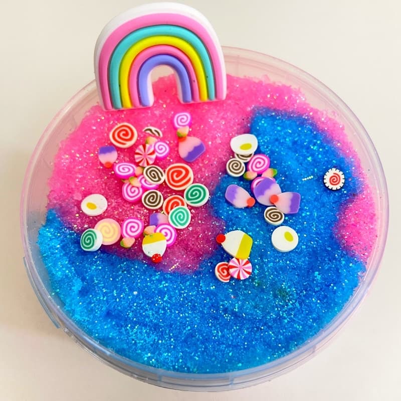 Slime Pronta Cotton Candy Rainbow Cloud Slime Azul e Rosa | Luh Slimes