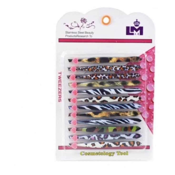 Kit Com 12 Pinças Sobrancelhas Coloridas Estampadas