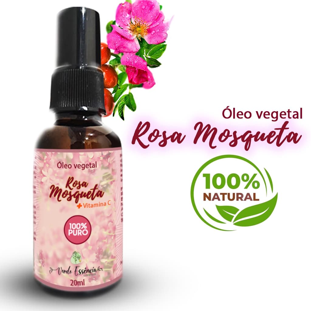 Óleo Vegetal de Rosa Mosqueta 30mL - 100% Puro - Elimina Manchas, Anti Estrias e Celulites - Clareador de Axilas e Virilha