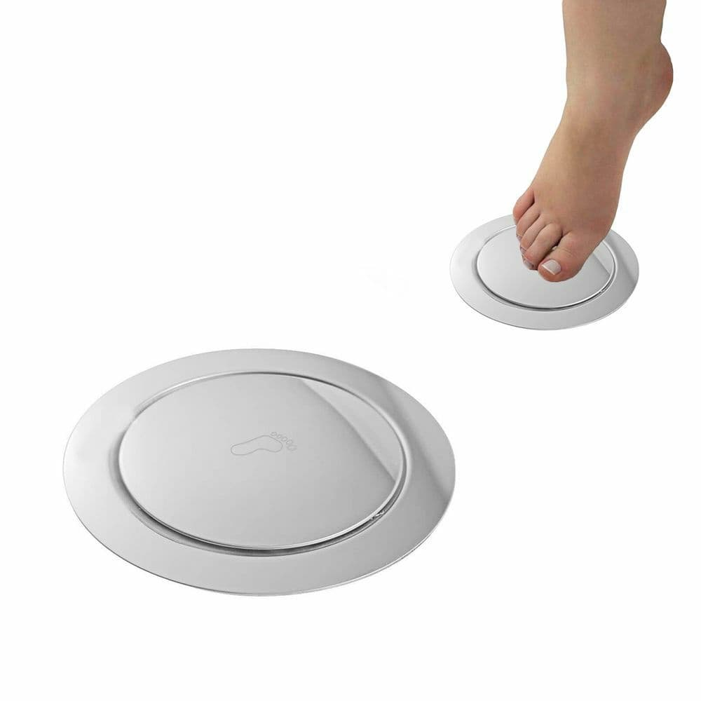 Ralo Click Automático Inteligente para Banheiro Redondo 10x10cm Metal Inox Cromado Luxo