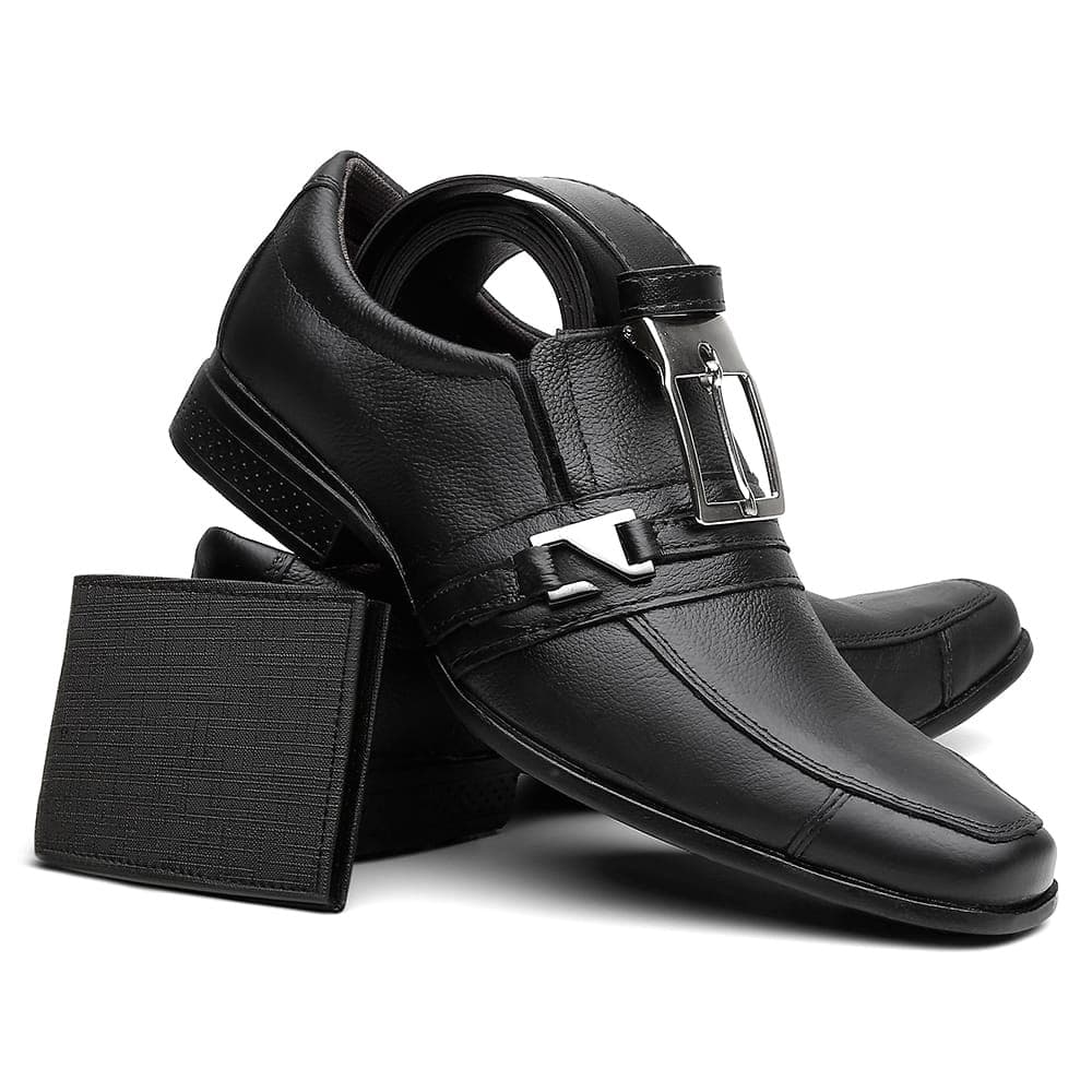 Kit Sapato Social Masculino Altar Confortável Com Cinto e Carteira