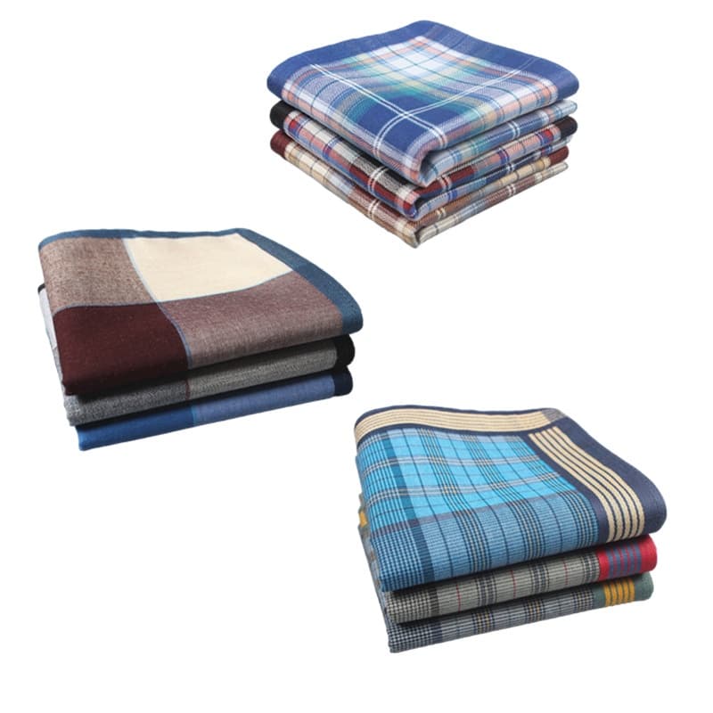 3 Unidades/Pacote 43 * 43cm Vintage Mini Xadrez Lenço De Algodão Bolso 43cm Lenços Quadrados Toalha De Peito