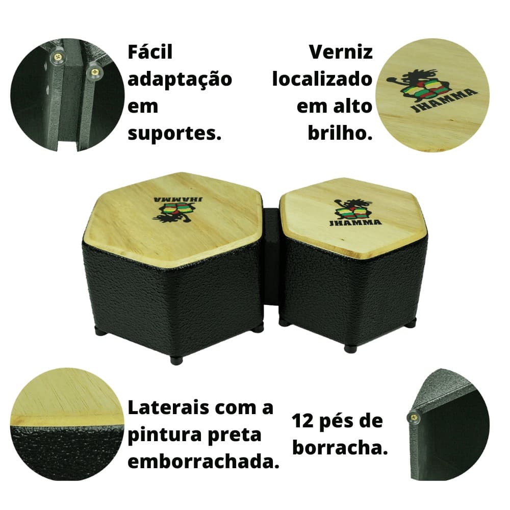 Bongô Percussão Bongô Hexagonal Jhamma Percussões