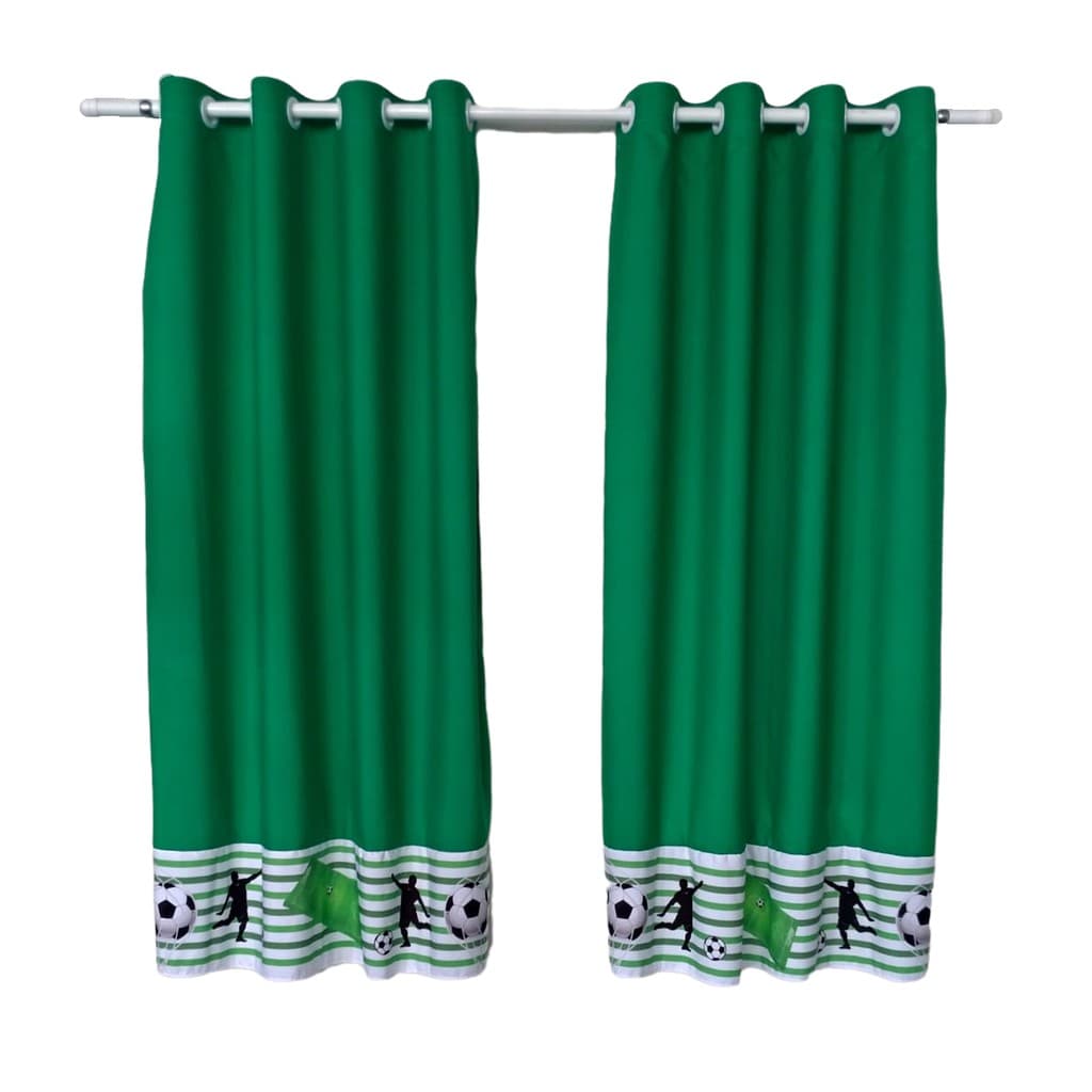 Cortina Infantil Quarto De Menino Jogos Futebol Verde