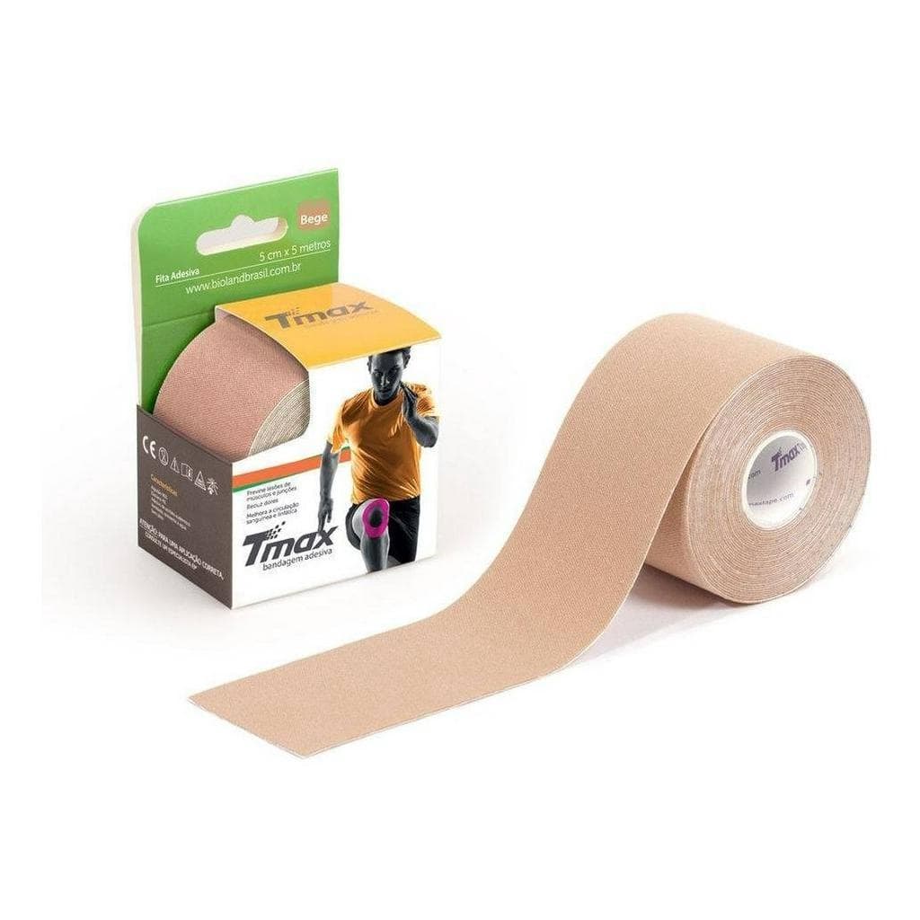 Kinésio Tmax Bege Bandagem Elástica Terapêutica 5cm X 5m