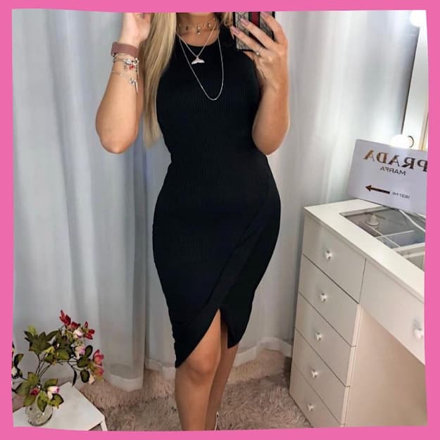 Vestido com fenda, tam m