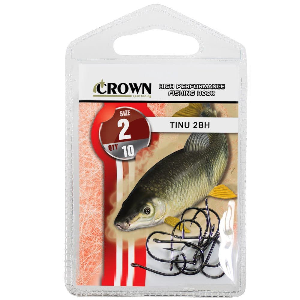 Anzol Crown Tinu para Piau ou Piapara 2-BH Black Preto Número 02 Cartela com 10 Unidades