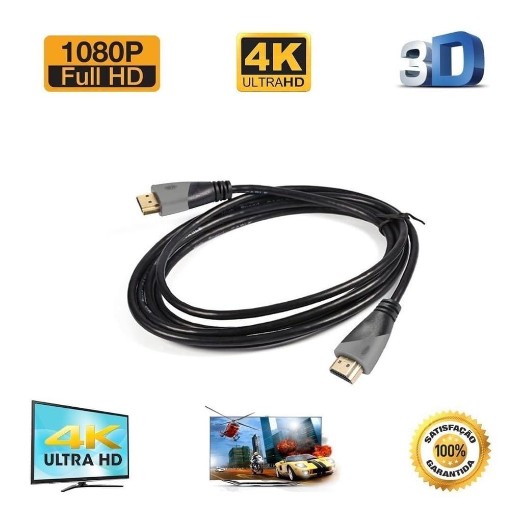 1x Cabo Displayport 1.4 240Hz 1.8m + 1x Cabo HDMI 2.0 4k 3m