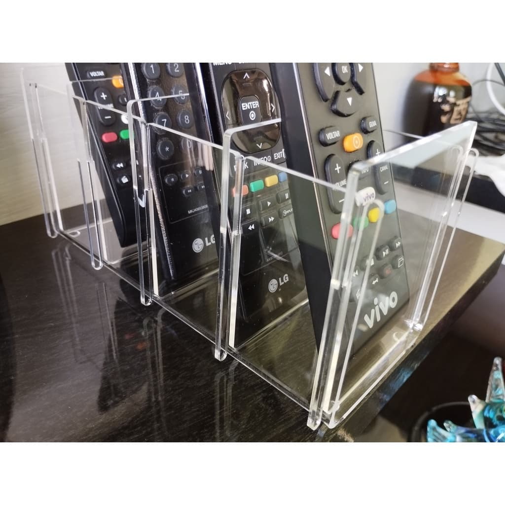 Suporte De Controle Remoto De Tv E Ar Condicionado Acrílico para 4 Controles, Porta Controle Remoto