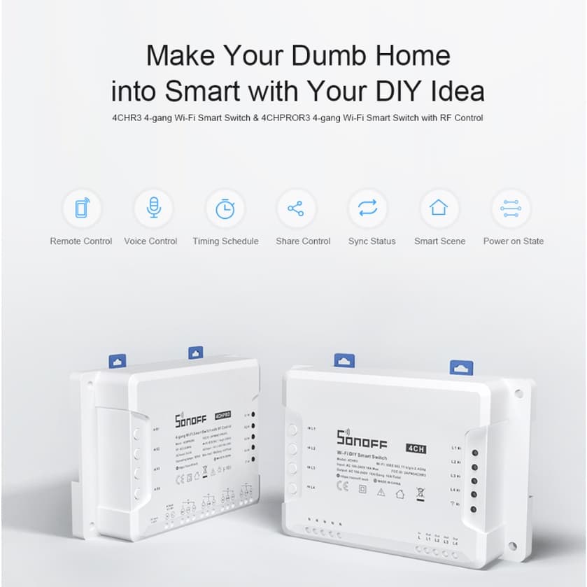 SONOFF 4CH PRO R3 Wifi Smart Switch 4 Gang Inching/Self-Locking/Interlock Dispositivo De Controle Sem Fio Para Casa Inteligente DIY