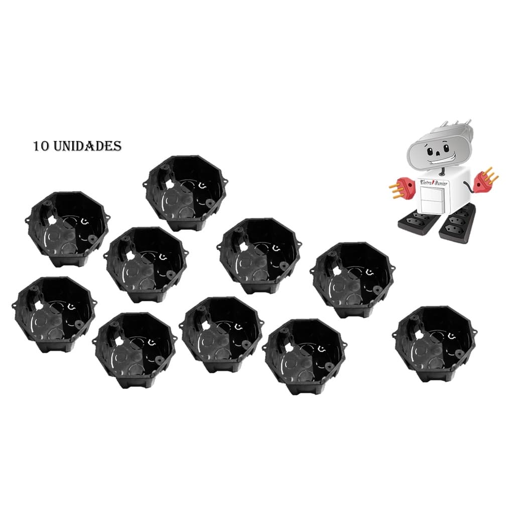 10x Caixinhas De Luz Octogonal 4x4 de PVC P/ Teto -