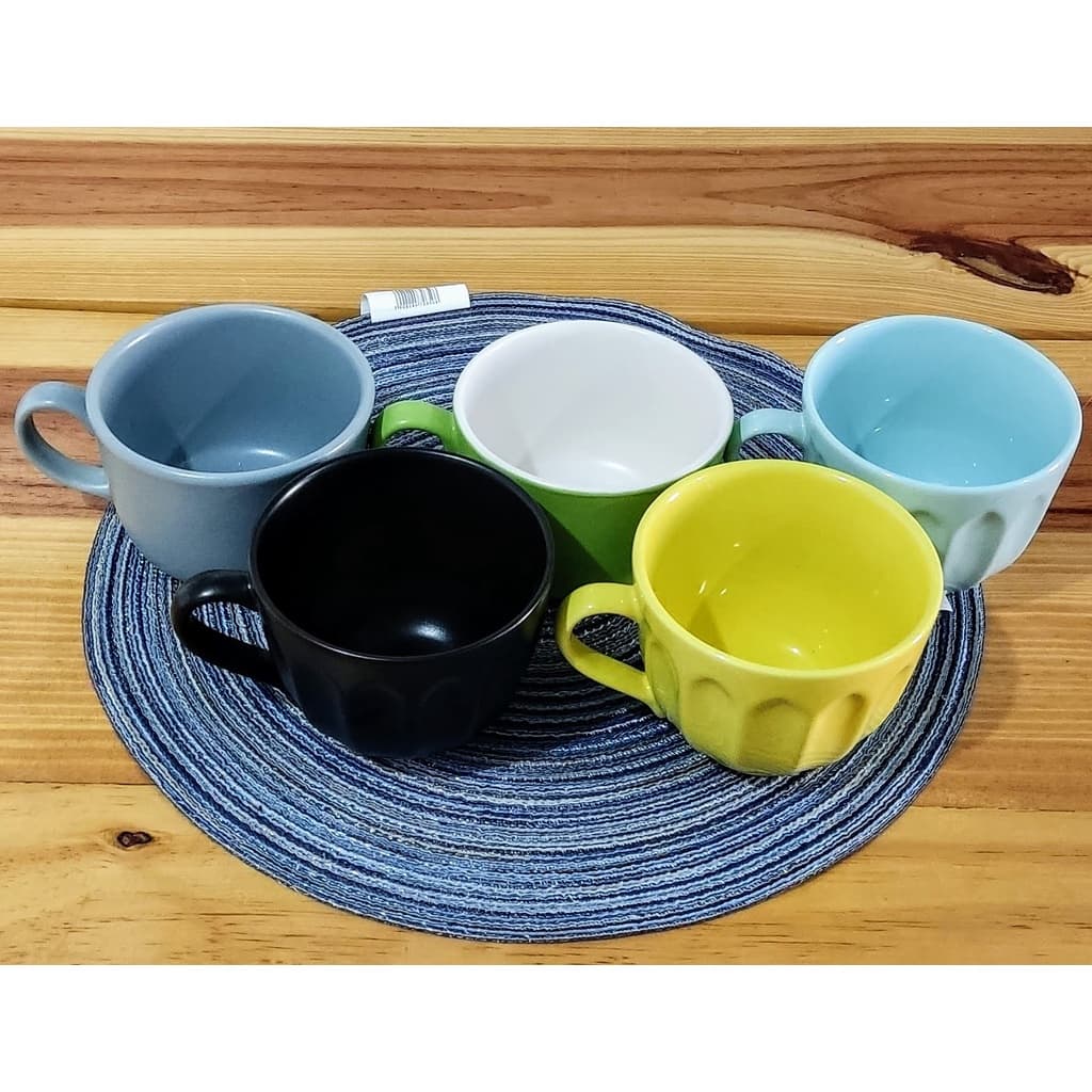 Caneca Jumbo Cerâmica turca 400ml Várias Cores Azul Verde Cinza Preta Amarela