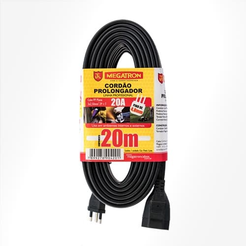 Extensão Elétrica Prolongador 20a 20 Metros Megatron 3 Pinos