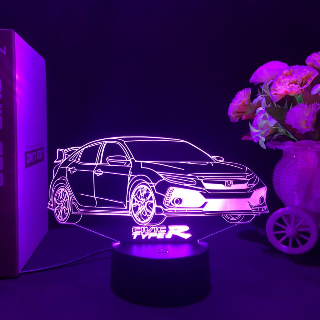 Honda Civic Luminária LED 3D Noturna Para Quarto Infantil Decorativa Presente Único Lâmpada De Mesa
