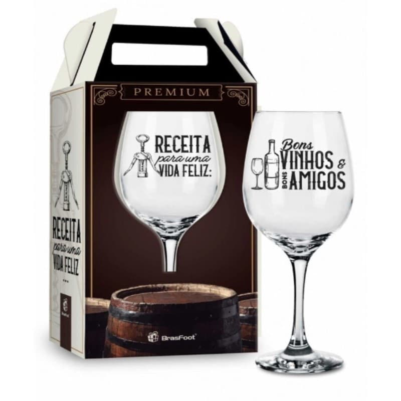 Taça De Vinho Receita Para Uma Vida Feliz 385 Ml - BRASFOOT