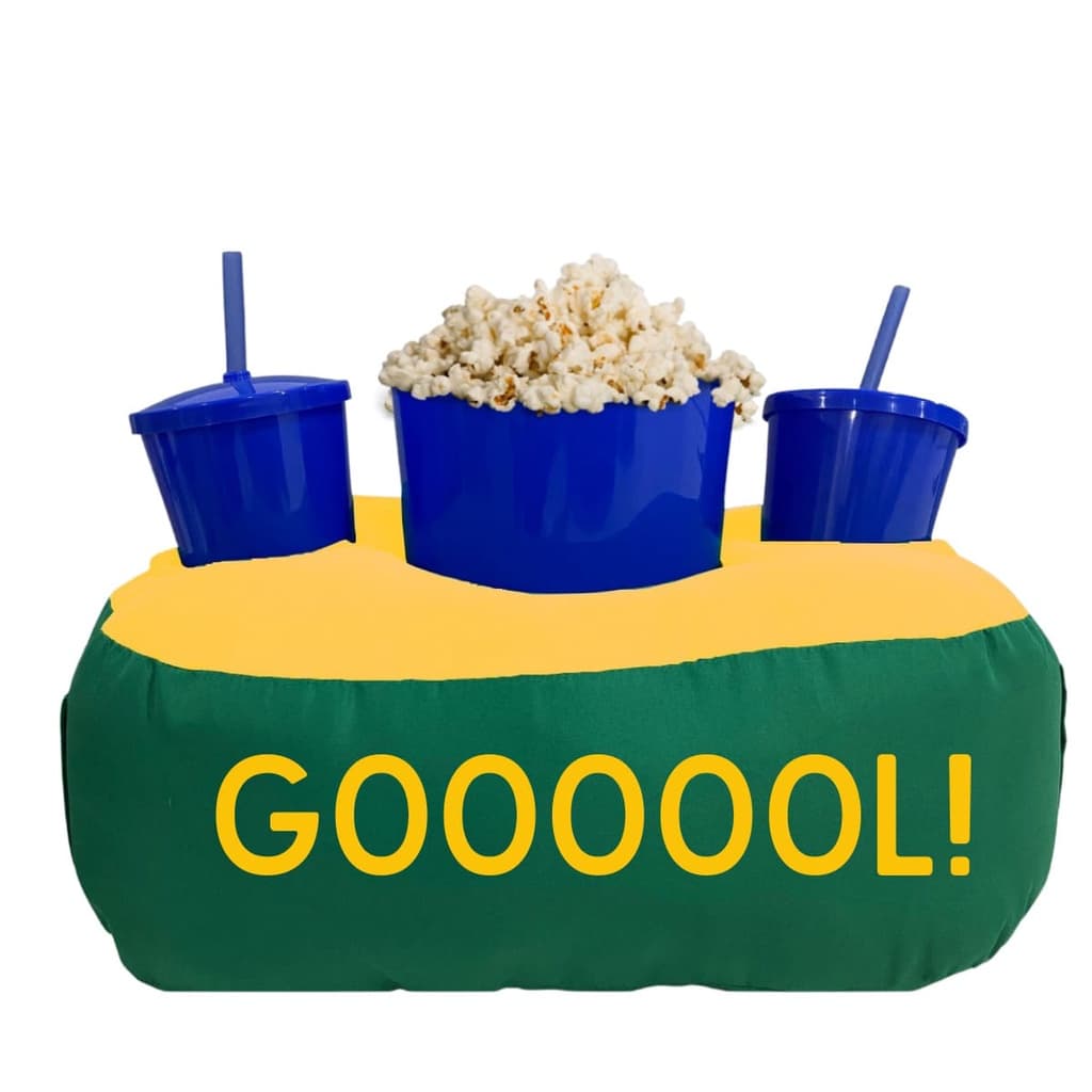 Almofada Porta Pipoca Verde e Amarela Gol Brasil Futebol