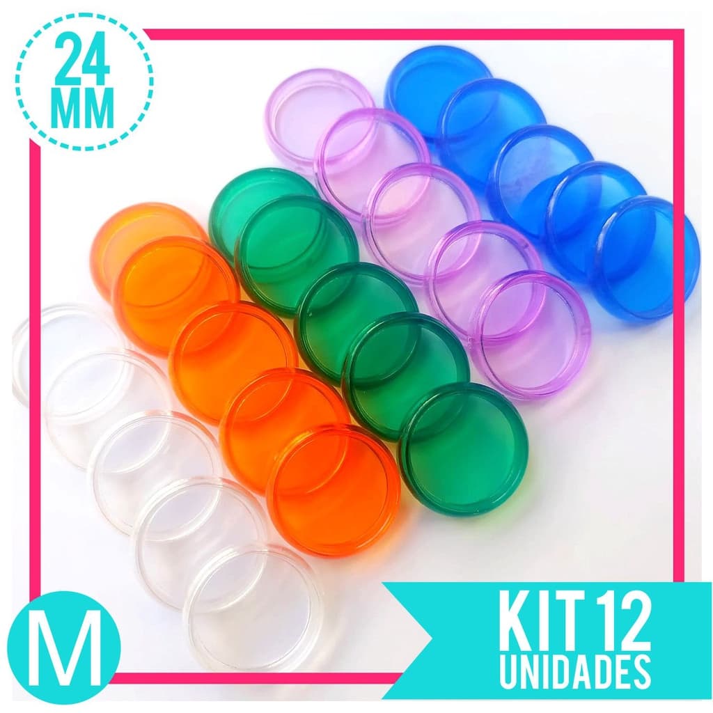 Kit 12 Discos de Caderno Inteligente M 24mm Infinito Liso Translúcido - Transparente Amor Infinito