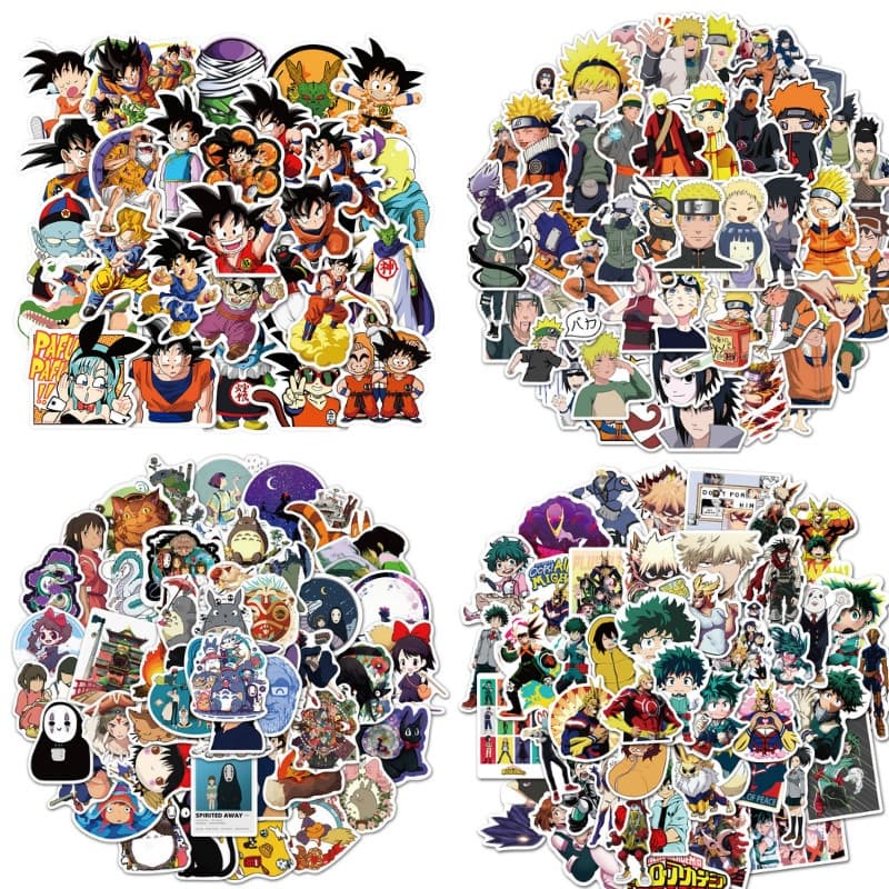 Kit 20 Sticker Adesivos Animes Variados Demon Slayer, Naruto, DBZ, JOJO