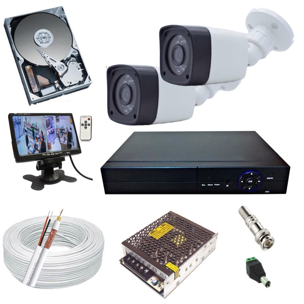 Kit 2 Câmeras Segurança Full HD 2 MP 24 Leds Dvr 4 Canais Monitor 7 Pol