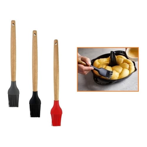 Pincel Culinario De Madeira Silicone Untar Confeitar 27 Cm