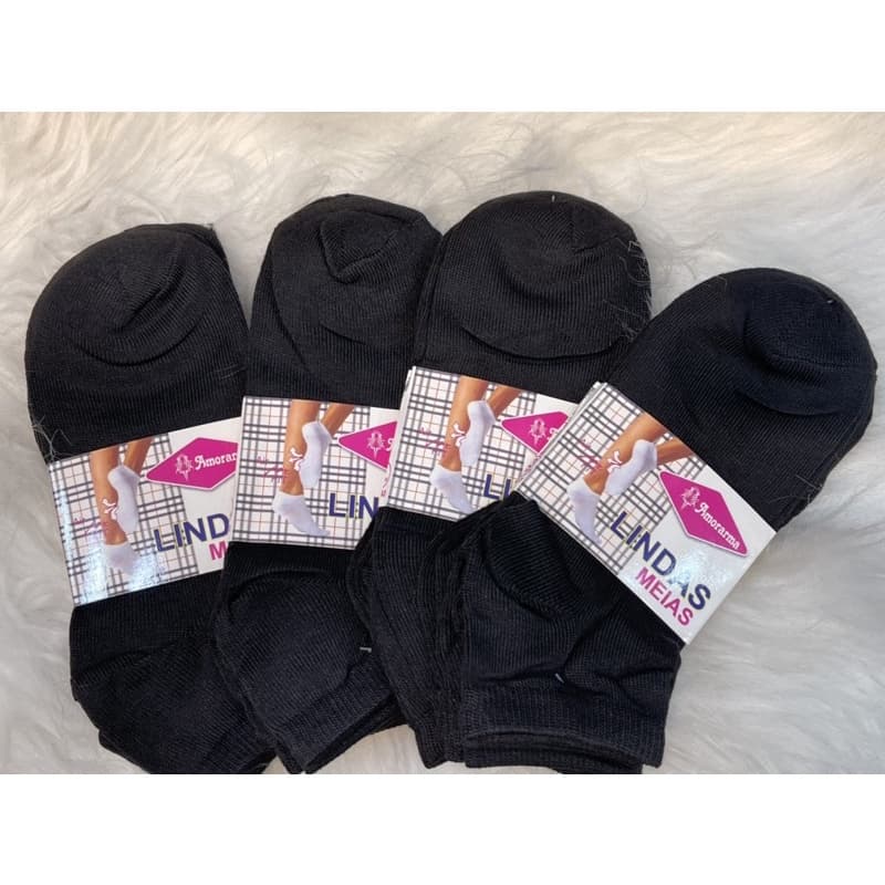 Kit 12 Pares Meias Feminina  Soquete Cores Fofas 35ao40