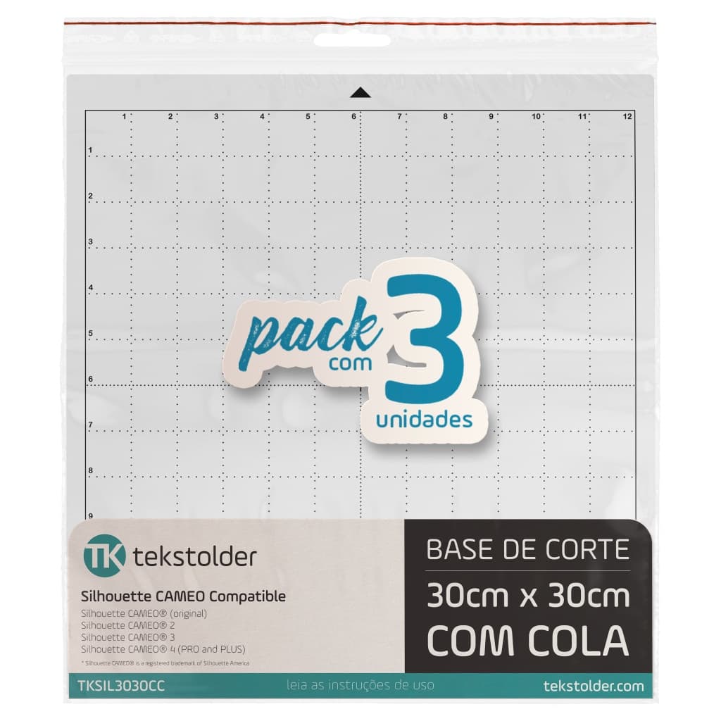 Base De Corte Para Silhouette Cameo 30x30 Com Cola - Super Pack Com 3 Bases