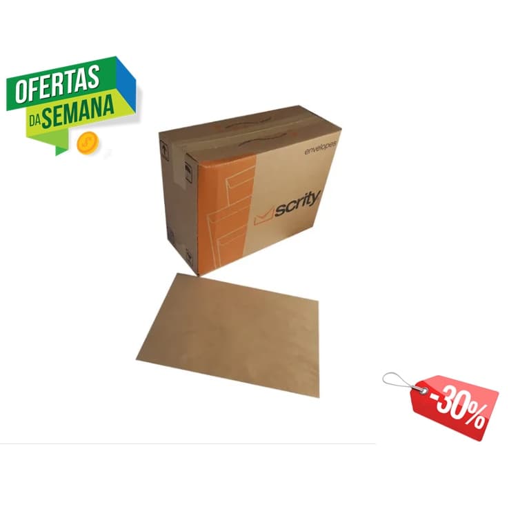 Envelope para meia Folha A4 16,2 X 22,9 Cm SCRITY na PROMOÇÃO de Atacado Saco Kraft Natural Pardo 100 unidades Top