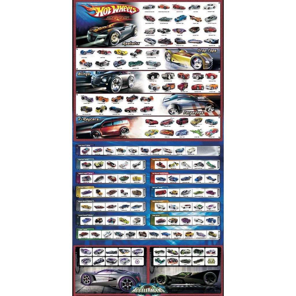hot wheels coleção 2005 poster series acceleracers carrinhos novo