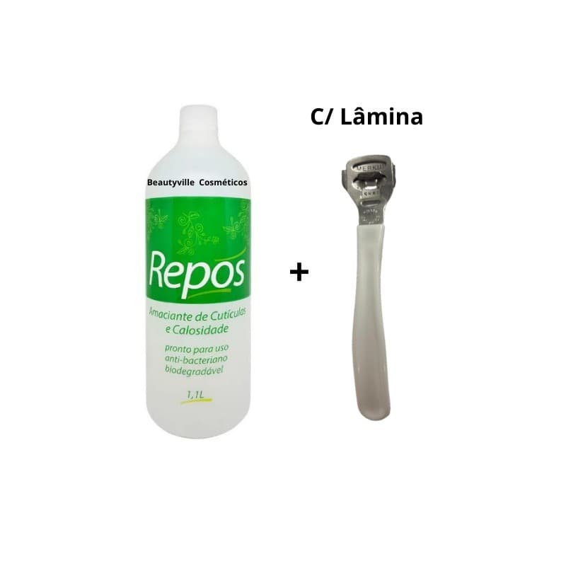Amaciante Amolecedor Cuticulas 1,1 Lts Repos + Suporte Elimina Calosidades Tira Calo Com Lamina