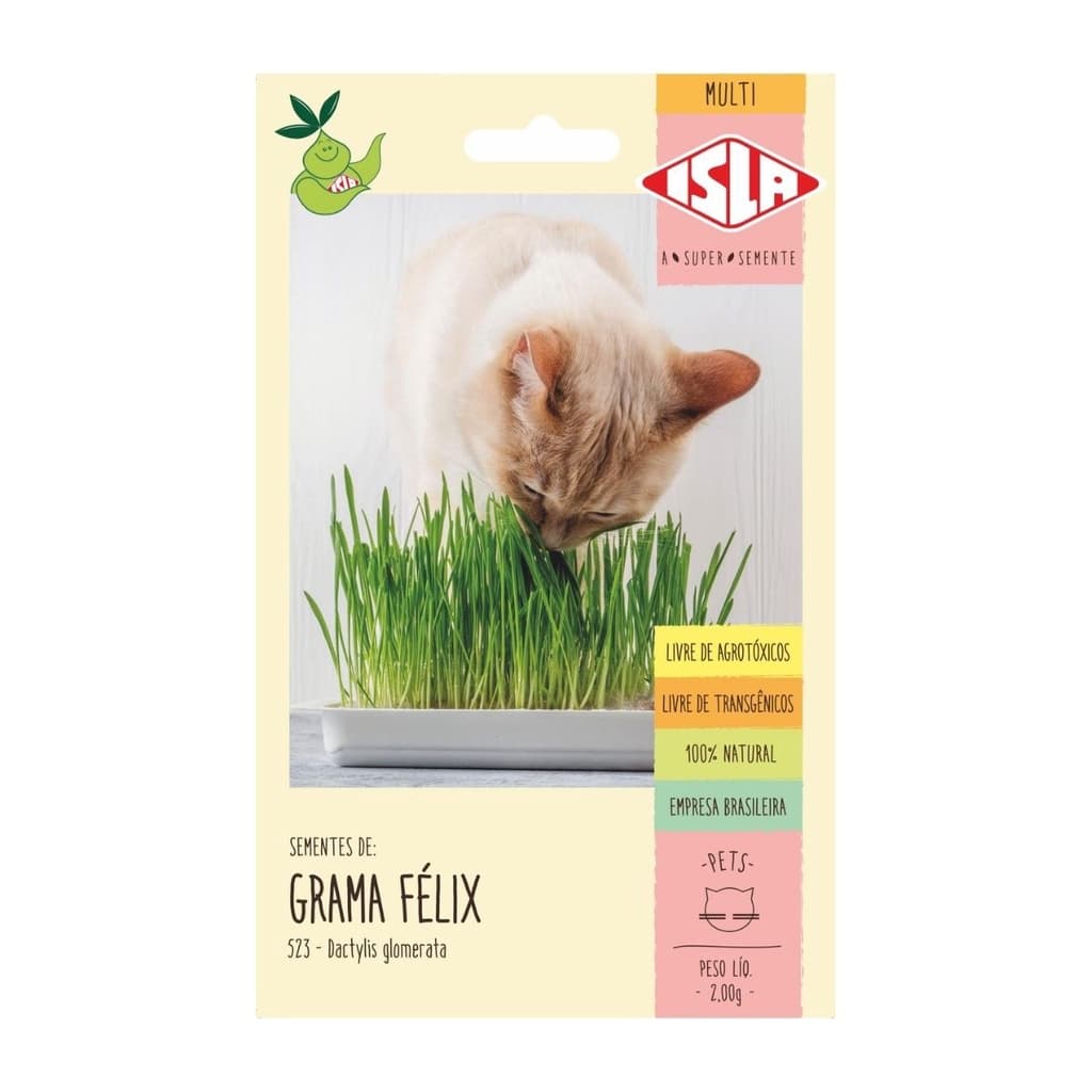 Semente de Grama Gramínea de Gato Felix Sachê Com 2 Gramas - Ideal Para Saúde, Digestão e Petisco