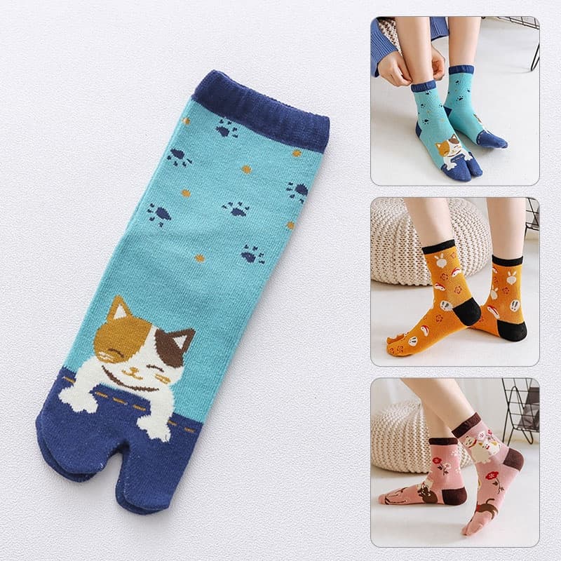Duas Meias De Dedo Kimono Japonesas Unisexo Flip Flop Split Two Toe Socks