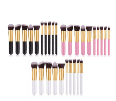 Kit 10 Pincéis Conjunto de Maquiagem para Sombra Delineador Lábios Pó Base