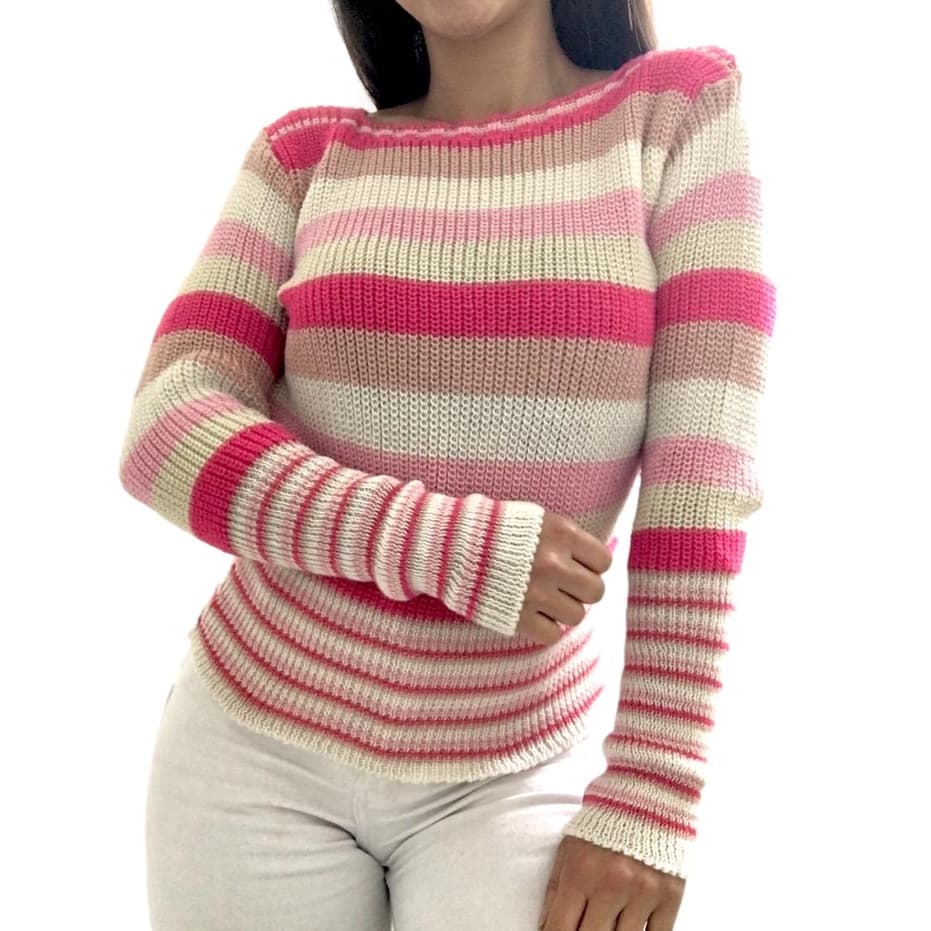 Blusa De Frio Tricot Trico Feminino Grosso Manga Longa Modal