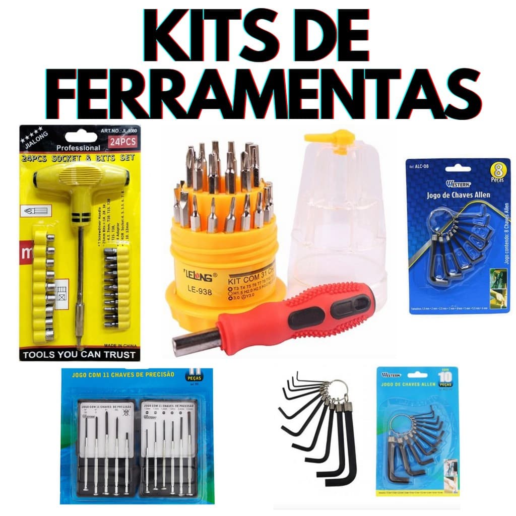 Diversos Kits de Ferramentas  31x1 | 24x1 | 11x1 | 10x1 | 8x1 | 6x1 kit p/ manutenção de Eletrônicos Chave Torx, Fenda, Philips, Alen, Y.