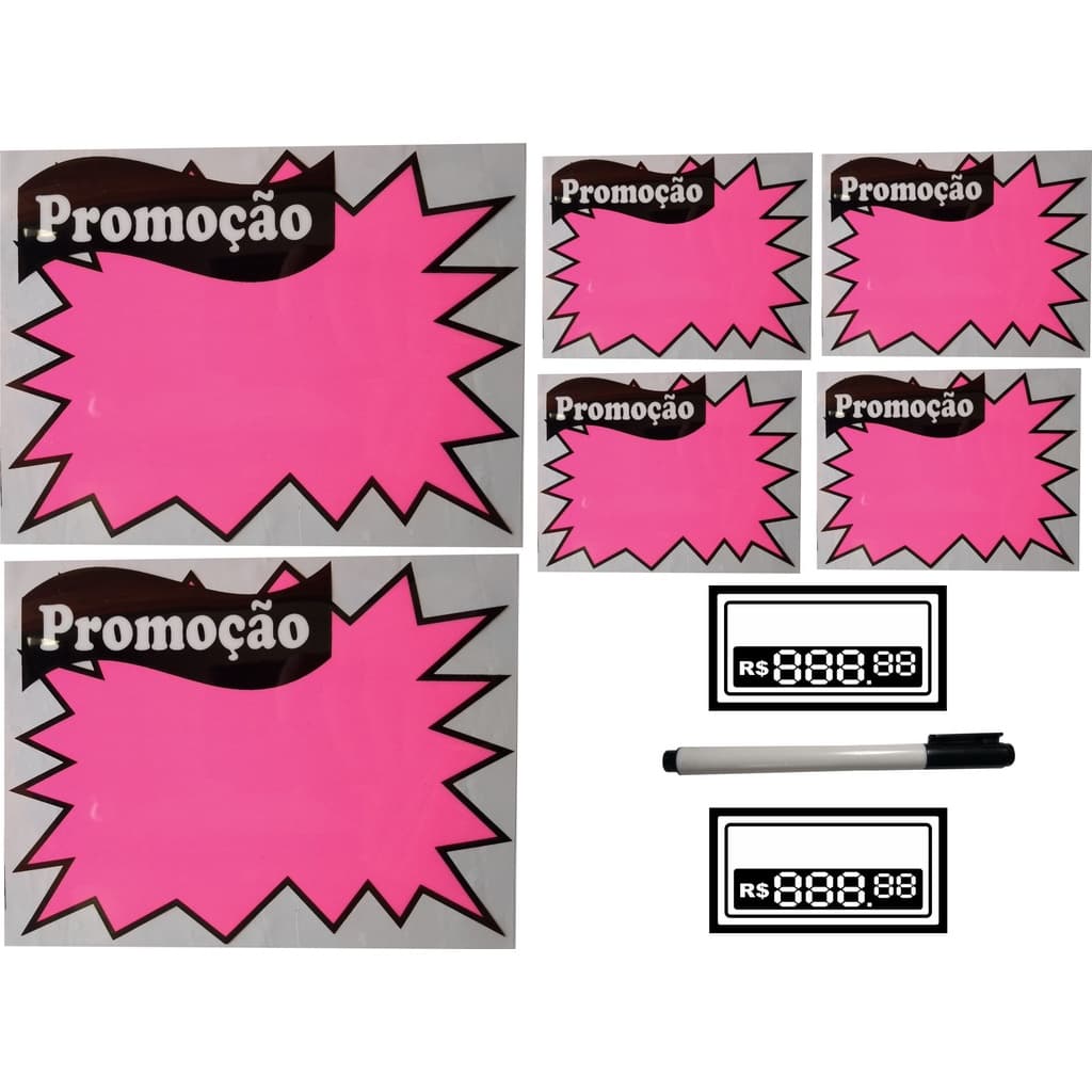 kit 100 etiqueta de preço Cartaz de oferta /promoção reutilizável /editável em PVC splash/digito