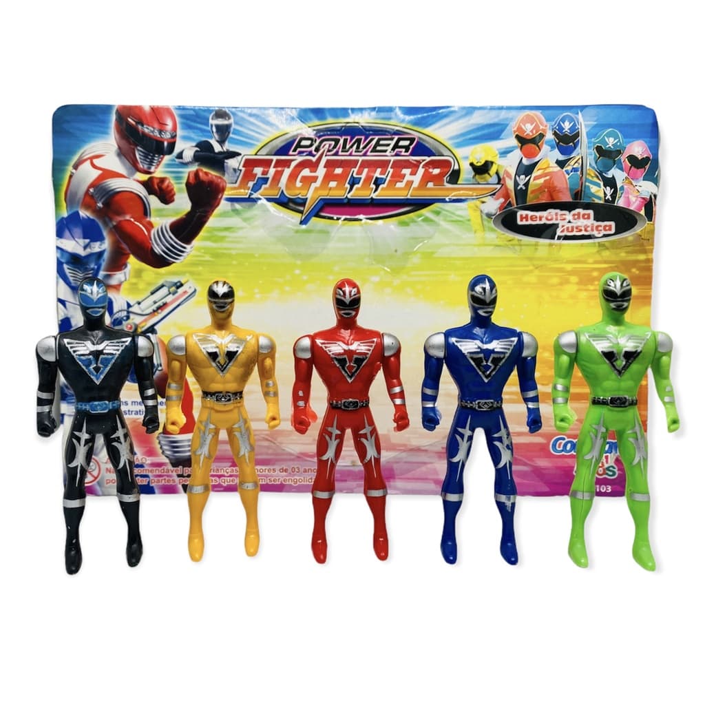 Kit Com 5 Bonecos Cartelado Power Rangers 10 cm