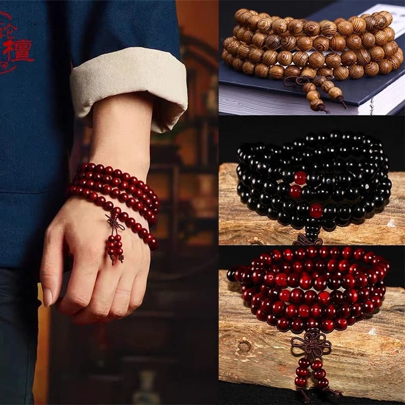 6MM Sândalo Natural Budista Buda Meditação Madeira Contas De Oração Pulseira Mala/Mulheres Homens Jóias
