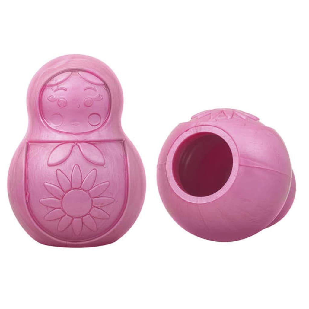 Brinquedo Recheável para Cachorro Bonequinha Comedouro Lento Mordedor Pet Games Rosa Roxo