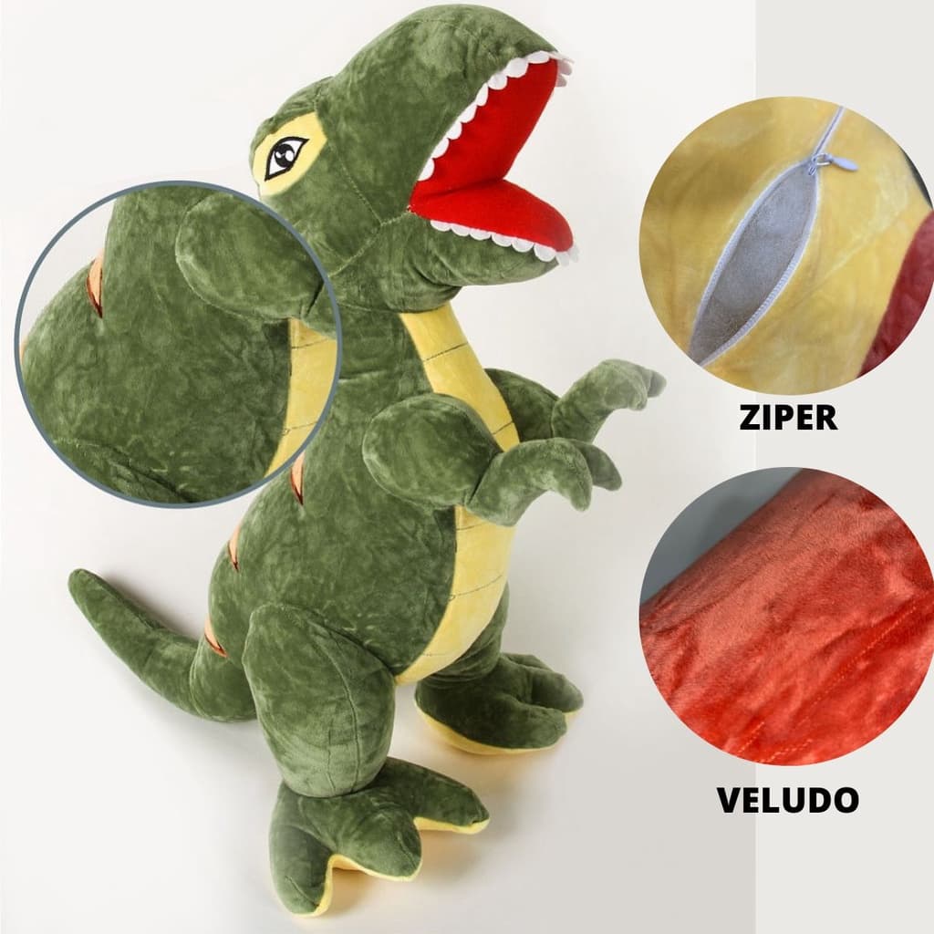 Pelúcia Dinossauro 80cm Tiranossauro Rex Antialérgico Lavável Selo Imetro