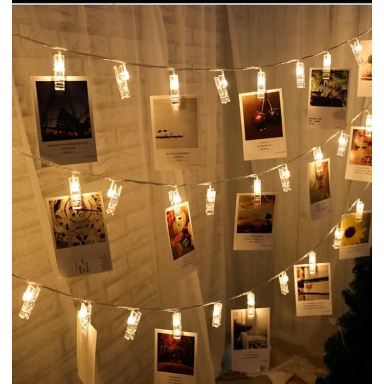 varal de De fotos cordão luminoso 2m pregador 10 ledes pilha