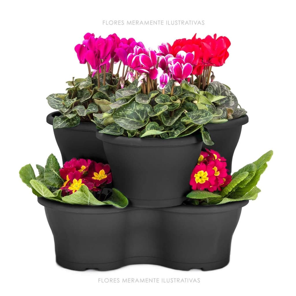 Kit 14 Vasos Empilhável Trevo Para Plantas Vertical Modular Jardim Vertical