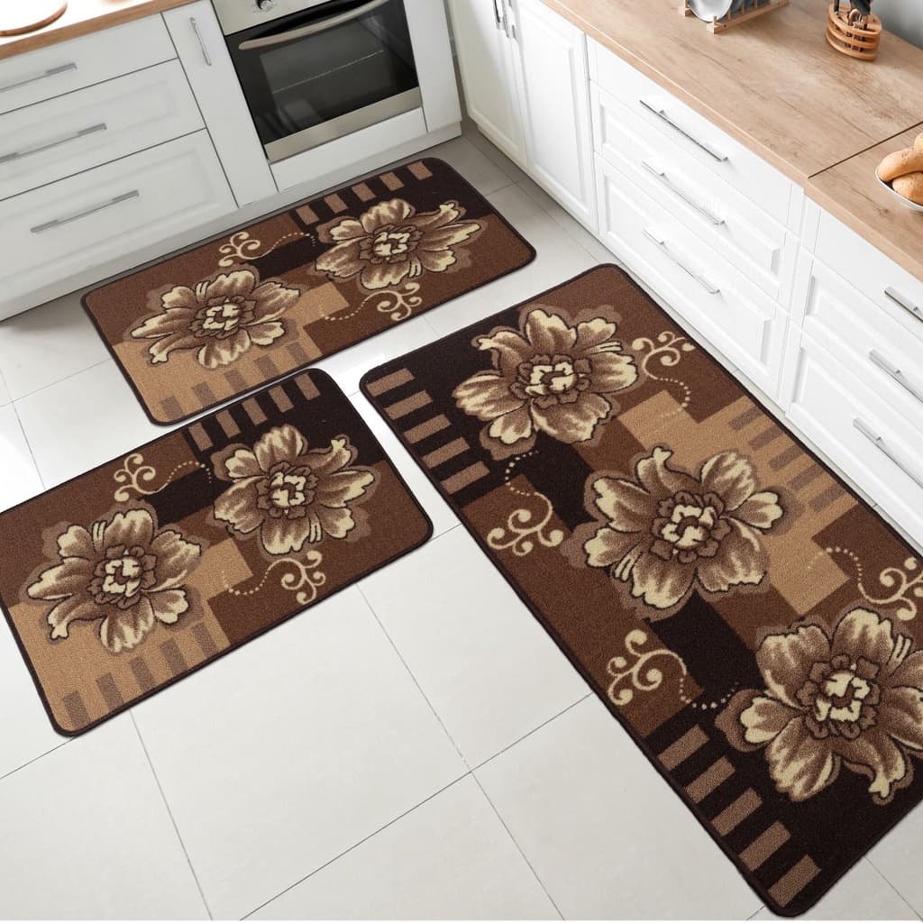 Jogo Passadeira E Tapetes De Cozinha 3 Peças Kitchen Mat Antiderrapante