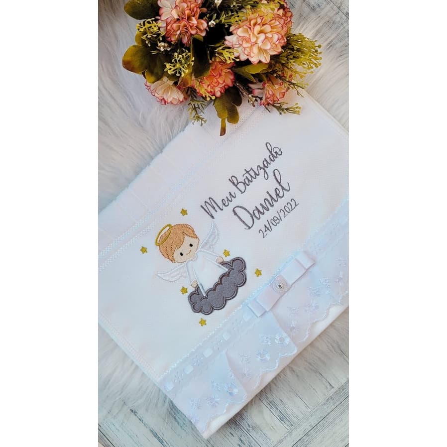 Toalha bordada, toalha batismo, toalha batizado, toalhinha,toalha branca, toalha personalizada.